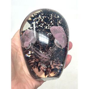 Paperweight Dynasty Gallery Jelly Fish Pink Colored Blown Glass Glow In The Dark